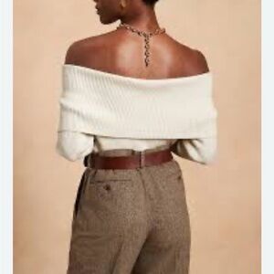 Banana Republic Wool Cashmere Y2K Yellow Off the Shoulder Sweater s Clean Girl